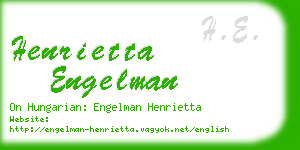 henrietta engelman business card
